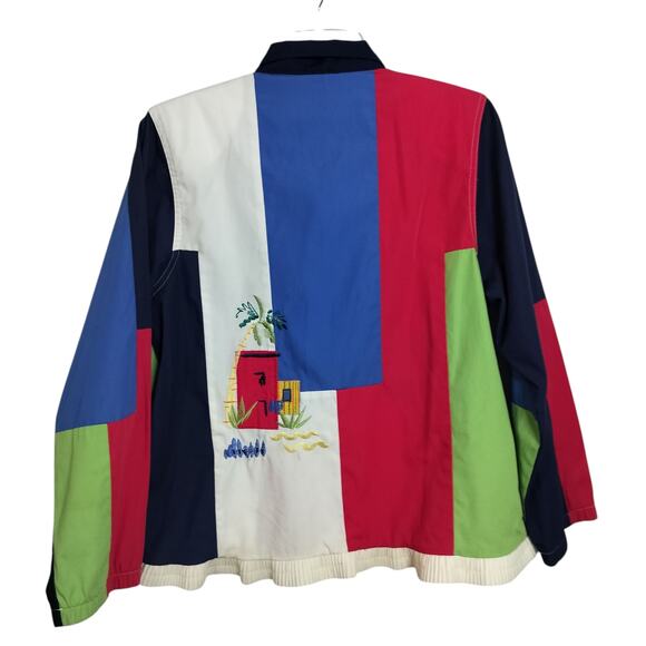 4421)Vtg 90s Koret Francisca Petite Multicolor Patchwork Full Zip Track Jacket S - Picture 3 of 12